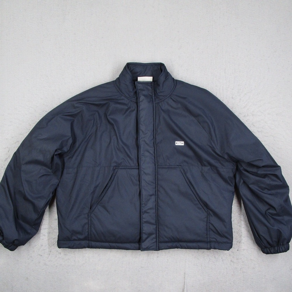 Kith Kids Winter Classics 24 Puffer Jacket Navy Blue Fleece Lined Size L 10/12